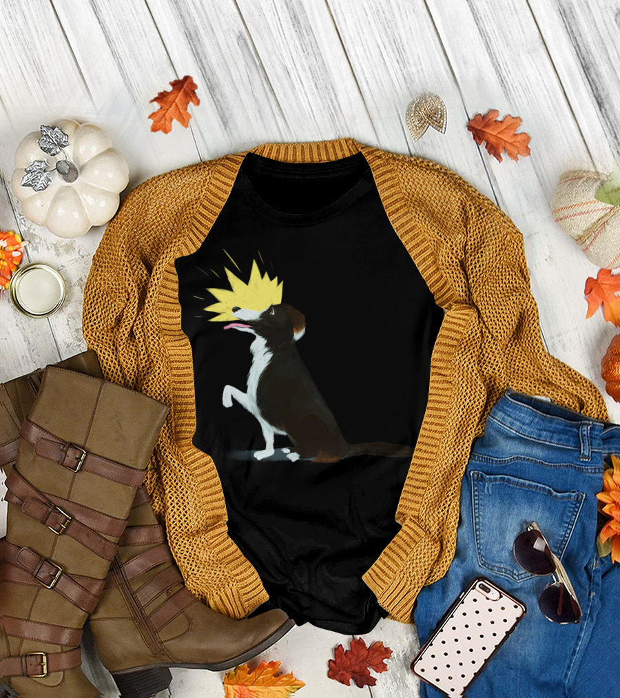 Fun Border Collie Dog with Yellow Burst T-Shirt