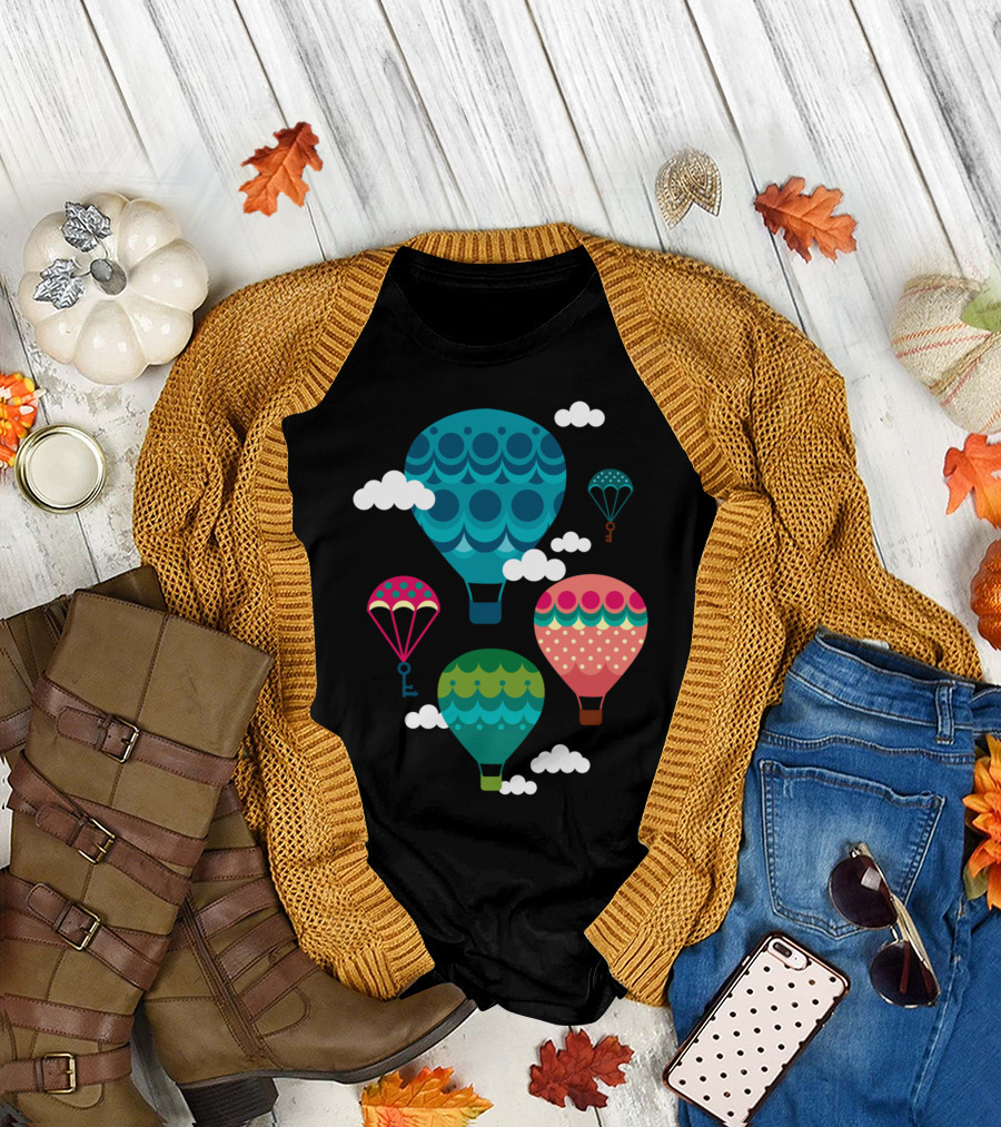 Colors In The Sky Hot Air Balloons with Clouds T-Shirt