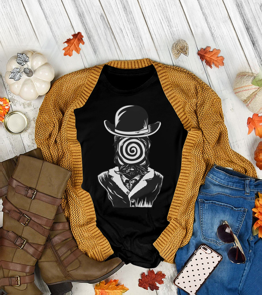 Spiral Man Sophisticated Top Hat Suit Illusion T-Shirt