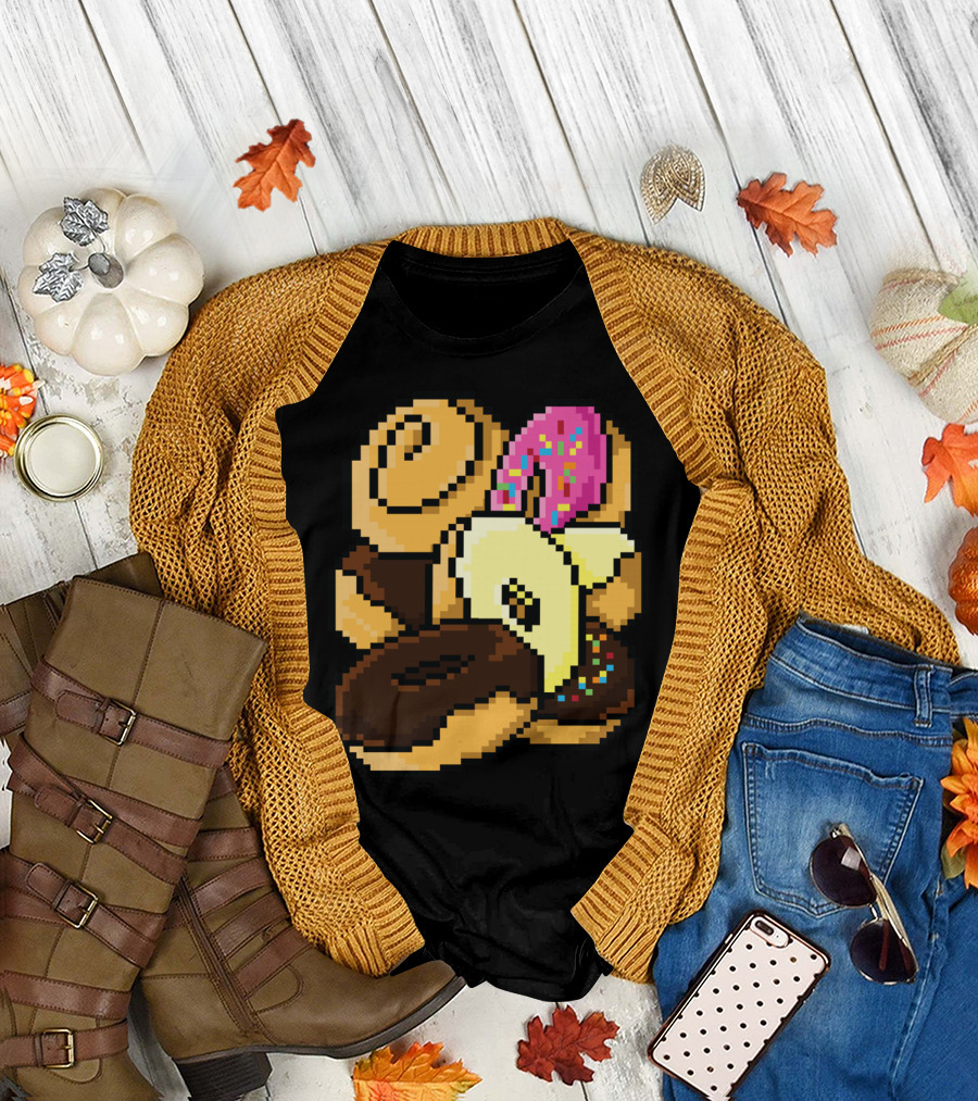 Pixelated Donut Assortment with Sprinkles and Swirls T-Shirt