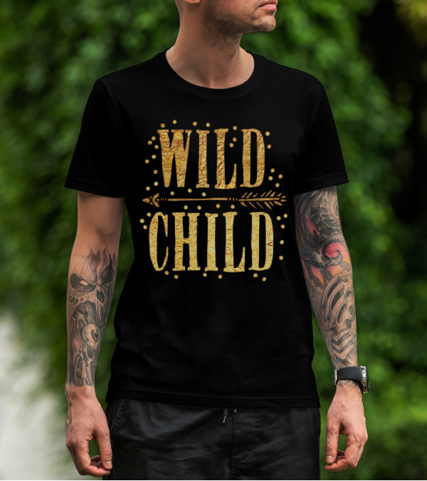 WILD CHILD Gold Look With Arrow And Dots T-Shirt
