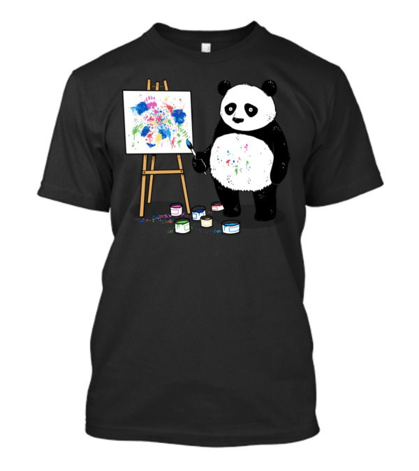 Pandas Paint Colorful Pictures With Brush And Canvas T-Shirt