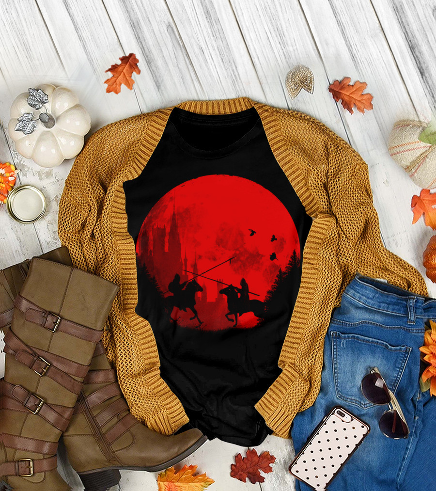 In The Name Of The King Medieval Jousting Knights Under Red Moon T-Shirt