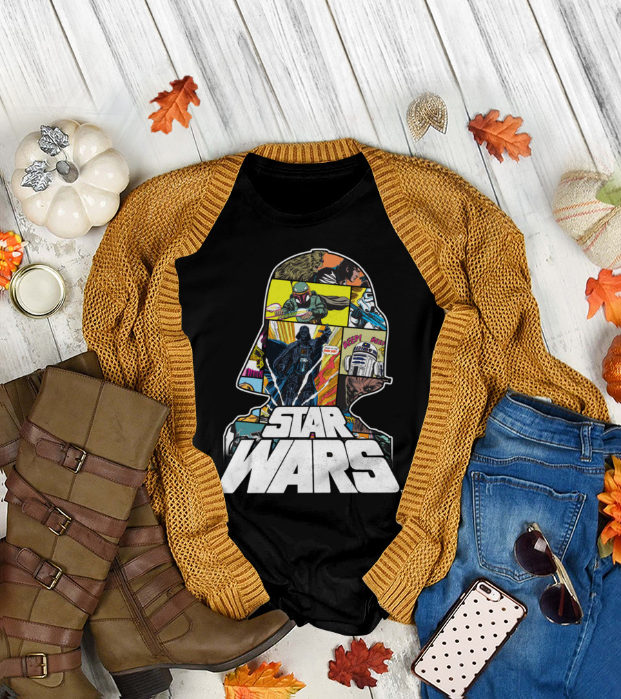 Star Wars Comic Style Vader R2D2 Boba Fett T-Shirt