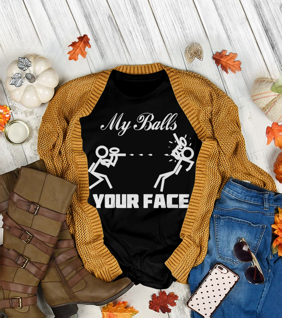 My Balls Your Face Stick Figure Paintball Scene T-Shirt