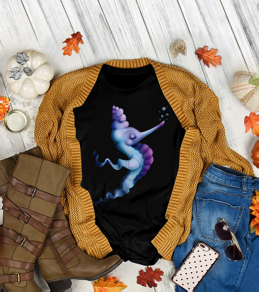 Fancy Seahorse Bubbles Gradient Ocean Fantasy T-Shirt
