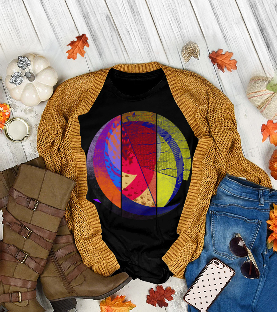Human Sun Colorful Geometric Abstract Circle T-Shirt