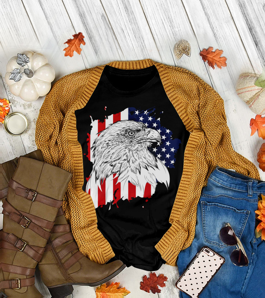 American Bald Eagle Stars and Stripes Flag T-Shirt