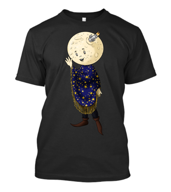 Beware The Man In The Moon Waving With Rocket Starry Cape T-Shirt