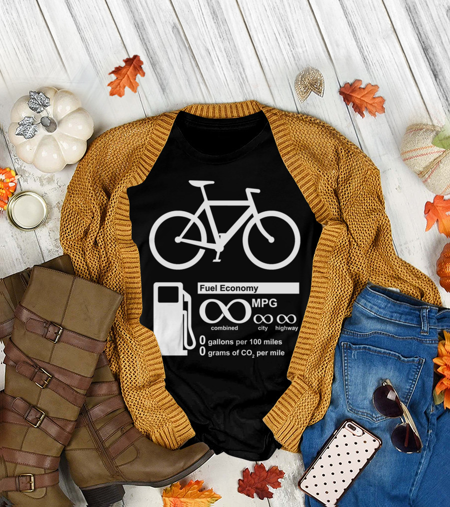 Funny Infinity MPG Bicycle Fuel Economy Zero Emissions T-Shirt