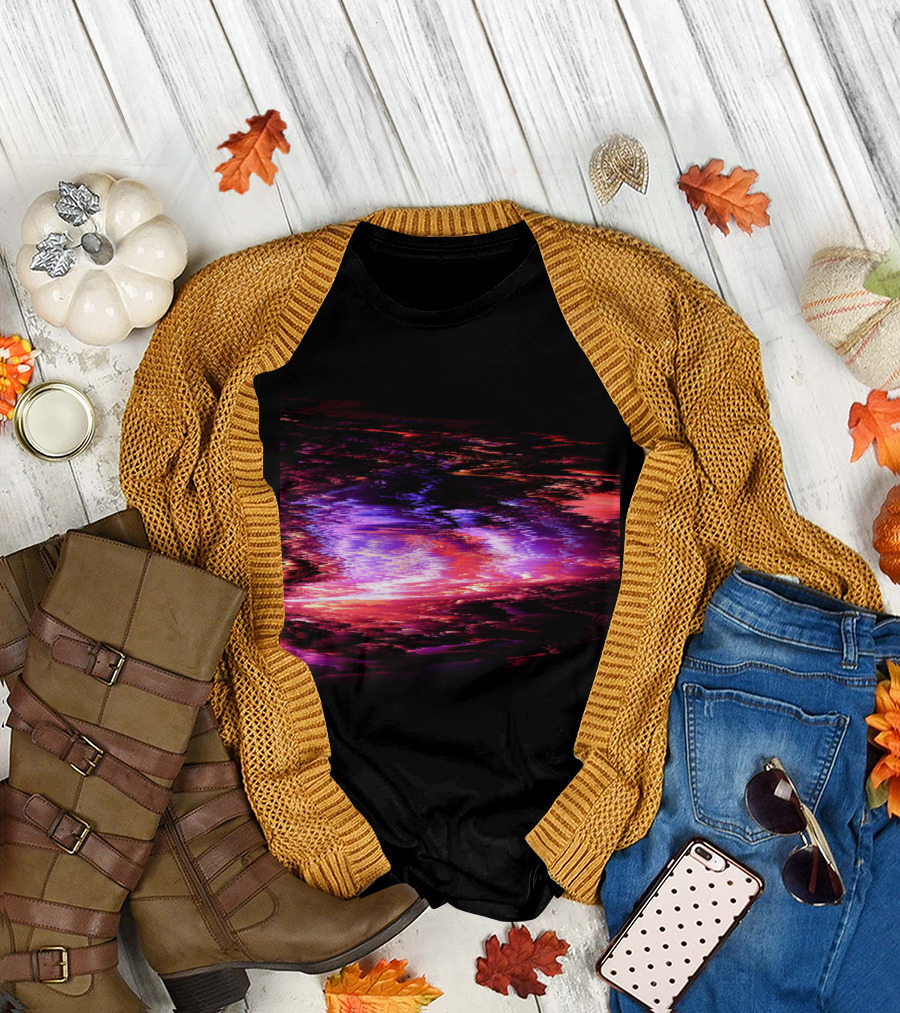 Big Bang Cosmic Explosion Digital Glitch Aesthetic T-Shirt