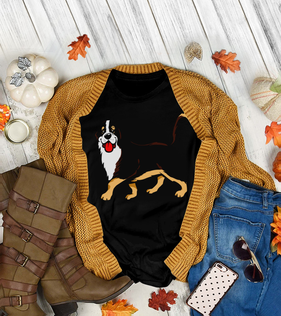 Cartoon Bernese Dog Playful Pose T-Shirt