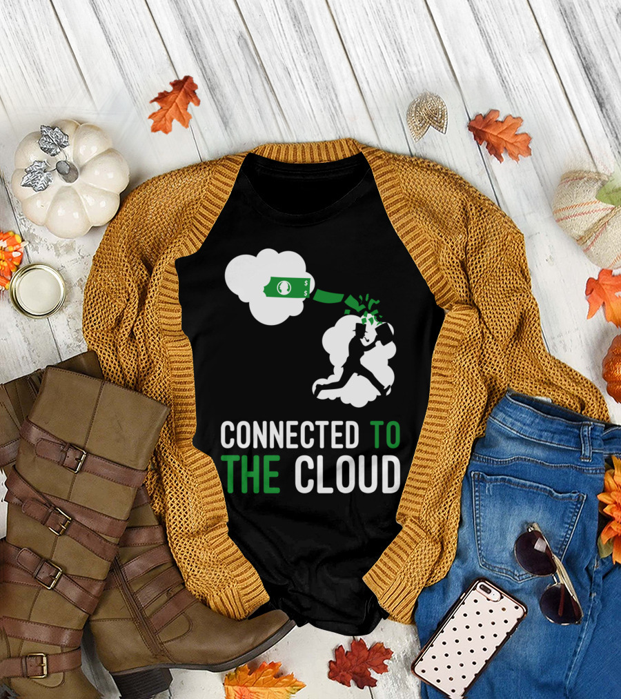 Connected To The Cloud Money Symbol Running Figure T-Shirt
