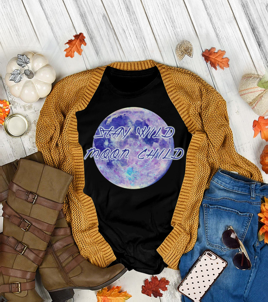 Stay Wild Moon Child Cosmic Full Moon T-Shirt