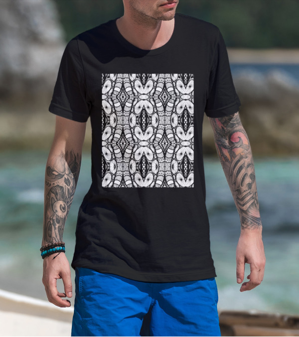 Indigenous Line Patterns Symmetrical Tribal Motif Geometric T-Shirt