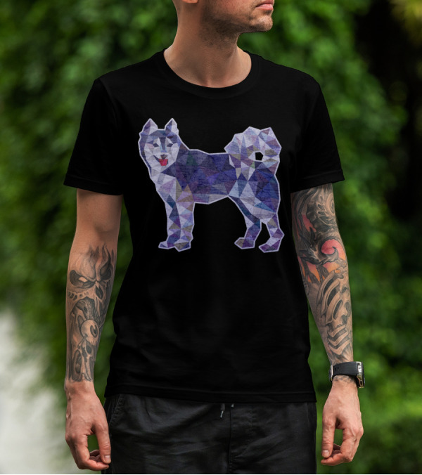 Husky Dog Triangle Low Polygon Style Geometric Wolf Hybrid T-Shirt