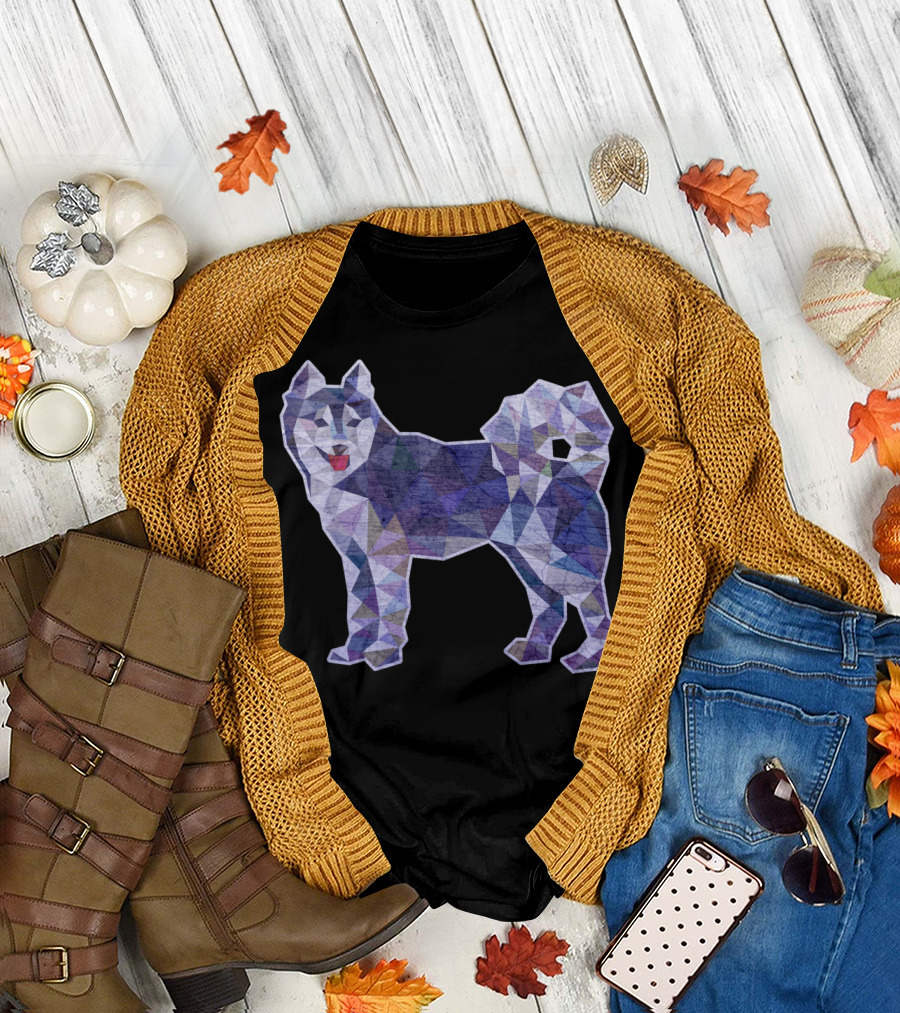 Husky Dog Triangle Low Polygon Style Geometric Wolf Hybrid T-Shirt