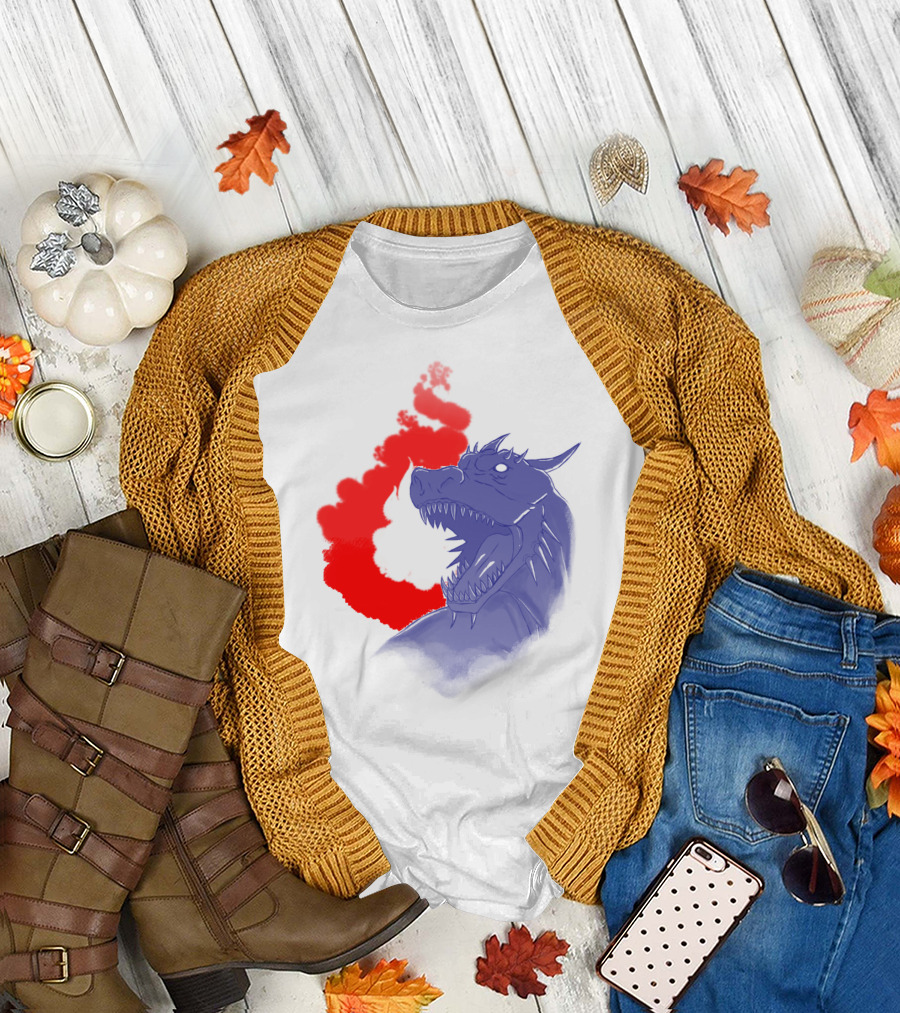 Dragon and Flame Red Smoke Fierce Roar T-Shirt