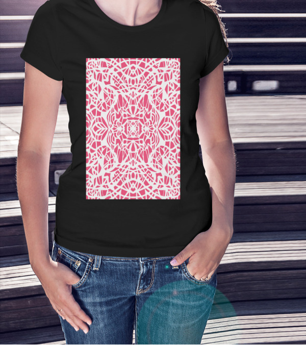 Pink Web Abstract Symmetrical T-Shirt