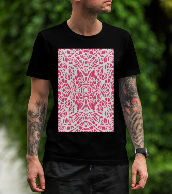 Pink Web Abstract Symmetrical T-Shirt