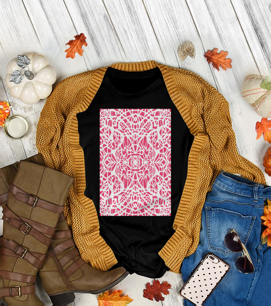 Pink Web Abstract Symmetrical T-Shirt