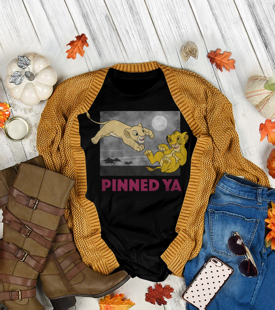 Pinned Ya Simba and Nala Playful Wrestling Under Full Moon Scene T-Shirt
