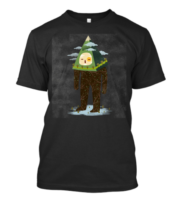 The Man Mountain With Forest Head And Cloud Surroundings T-Shirt