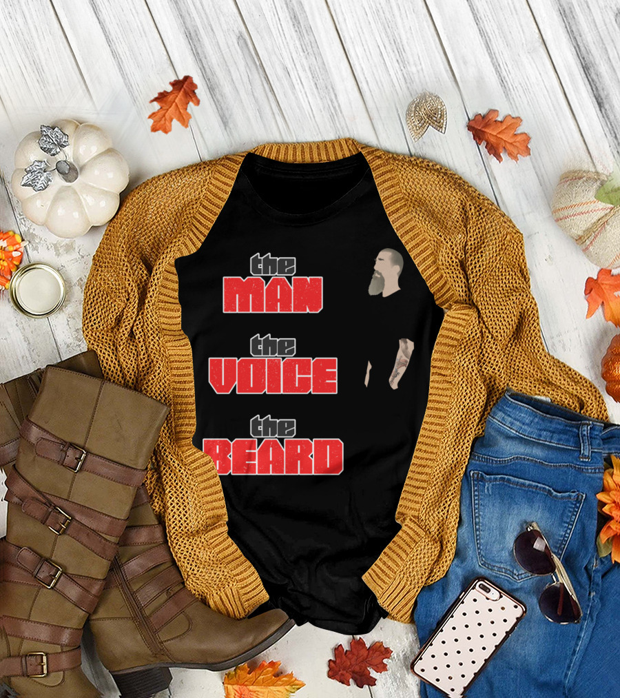 The Man The Voice The Beard Text with Bearded Man T-Shirt