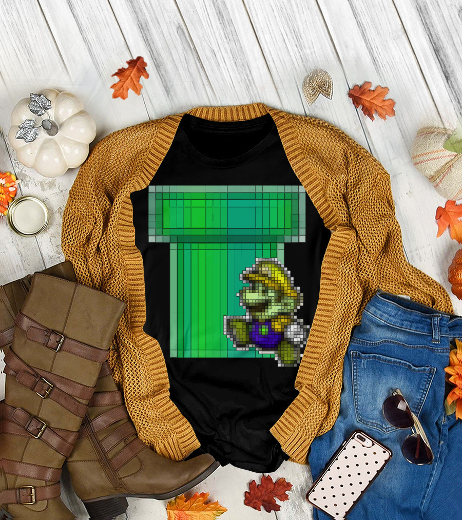 Pixel Mario Green Pipe Adventure T-Shirt