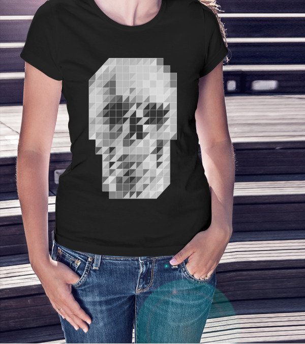 PIXELATED SKULL MONOCHROME T-Shirt