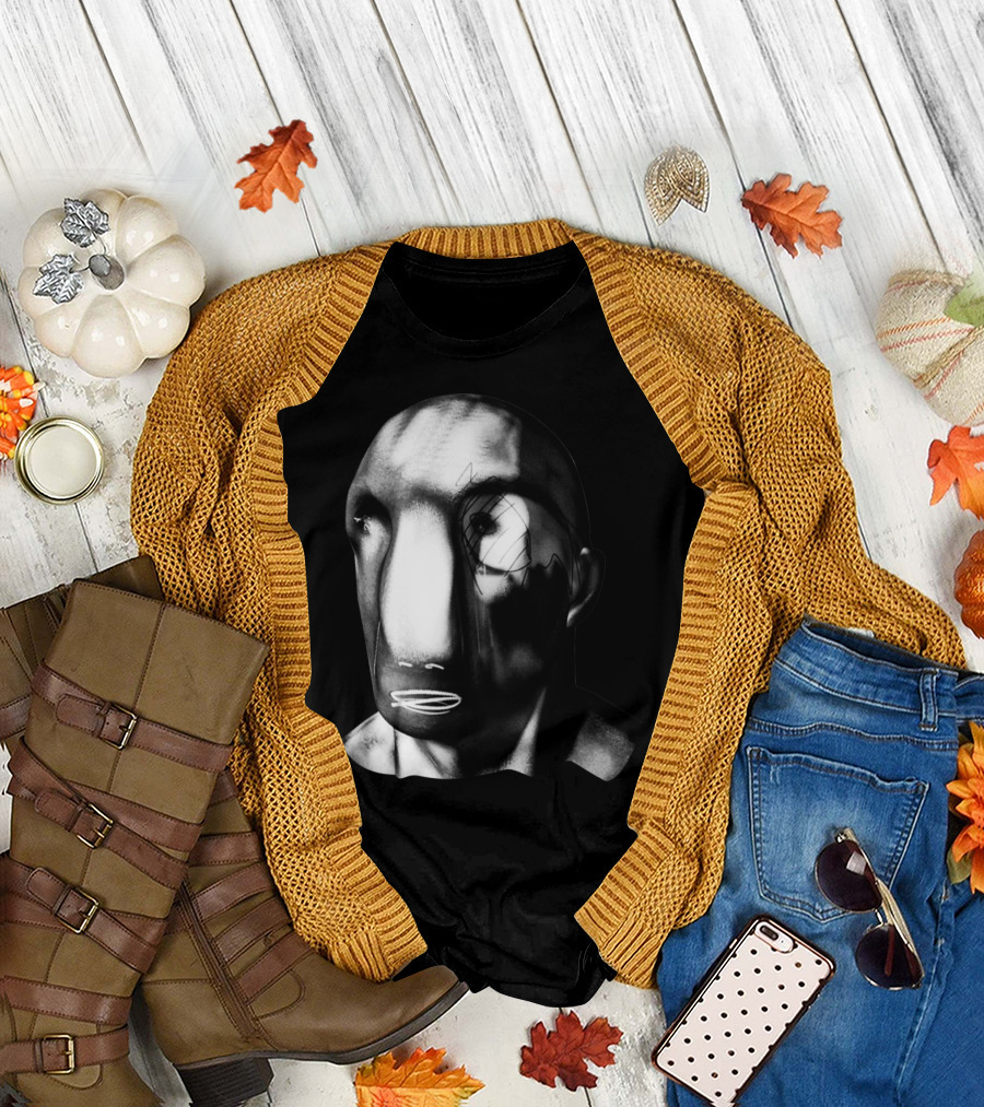 Men Before Distorted Black and White Abstract Face T-Shirt