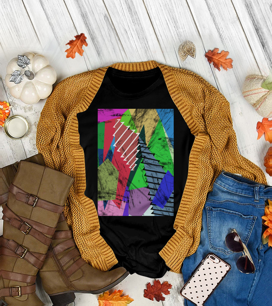 Wrapped Around Colorful Abstract Geometry T-Shirt