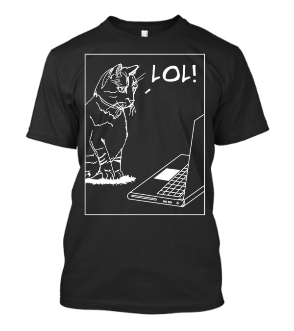 LOL Cat Staring At Laptop T-Shirt