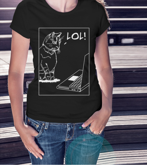 LOL Cat Staring At Laptop T-Shirt