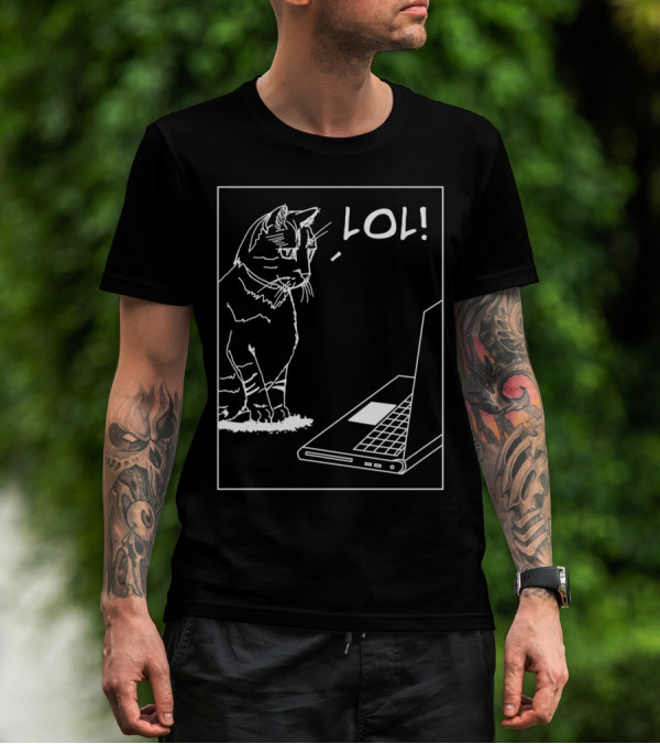LOL Cat Staring At Laptop T-Shirt