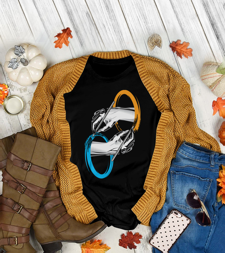 Drawing Portals Hands Painting Circles T-Shirt