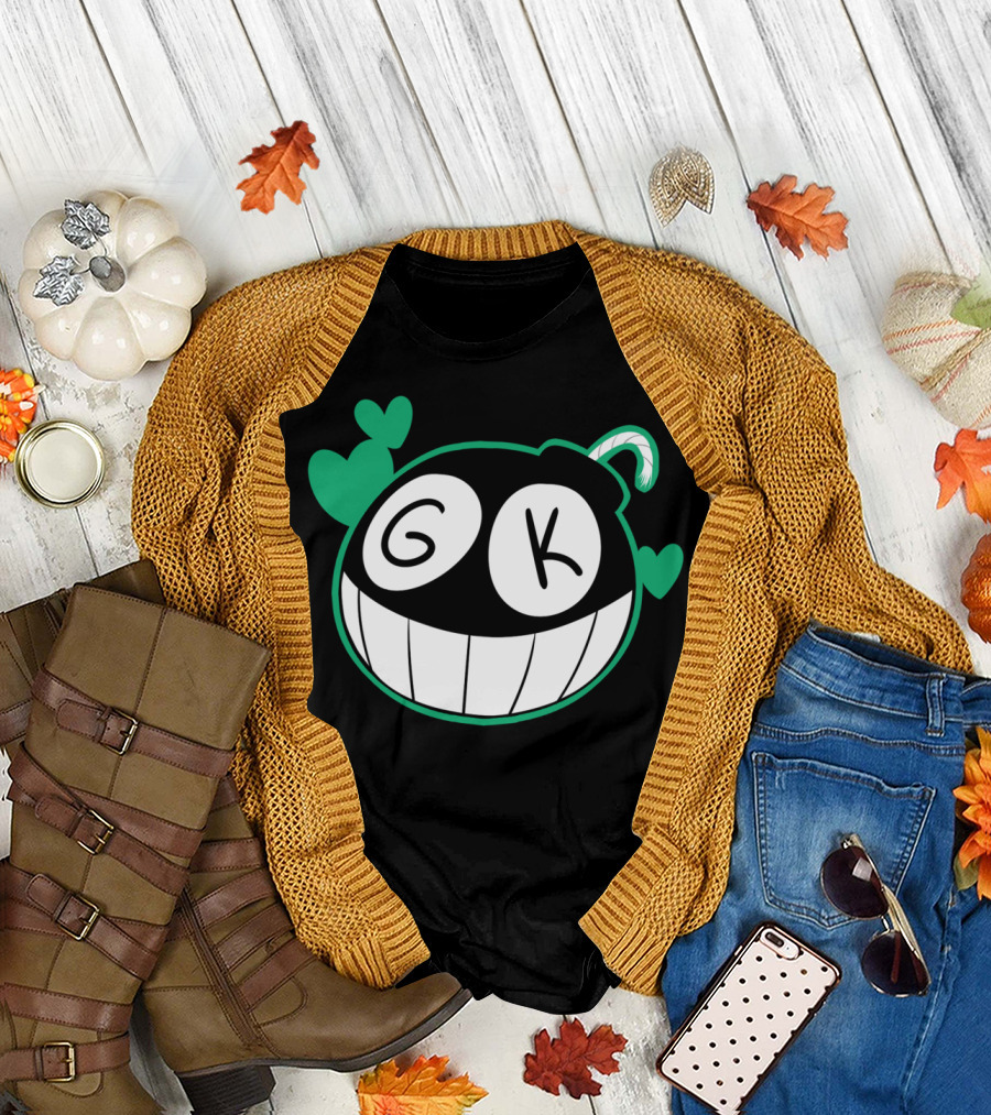 Greteh Bomb GK Heart Faces Green Black T-Shirt