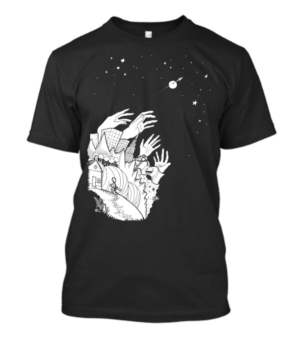 Cosmic Reach Of Hands On Earth With House And Stars T-Shirt