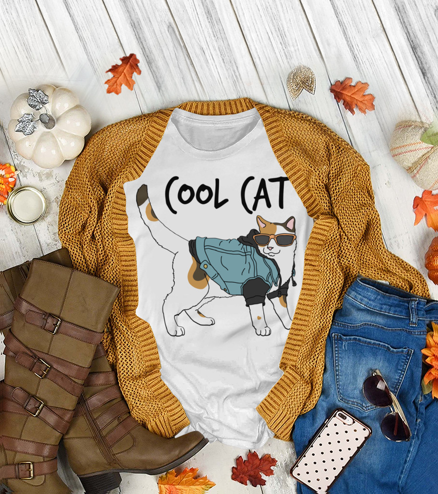 Cool Cat Hipster Sunglasses Jacket T-Shirt