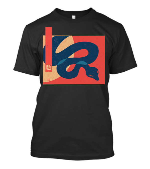 Year Of The Snake Blue Serpent On Red T-Shirt