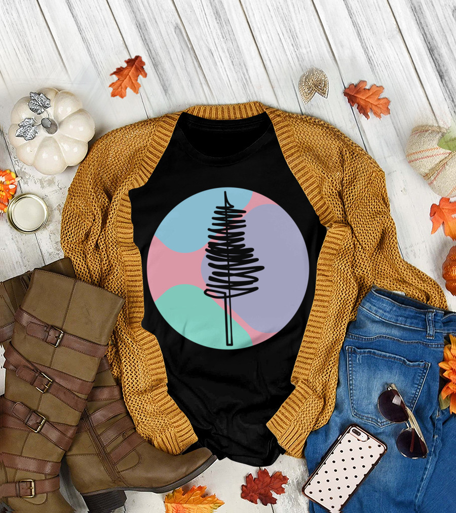 The Line Of A Colourful Pine Circle Multicolor Background T-Shirt