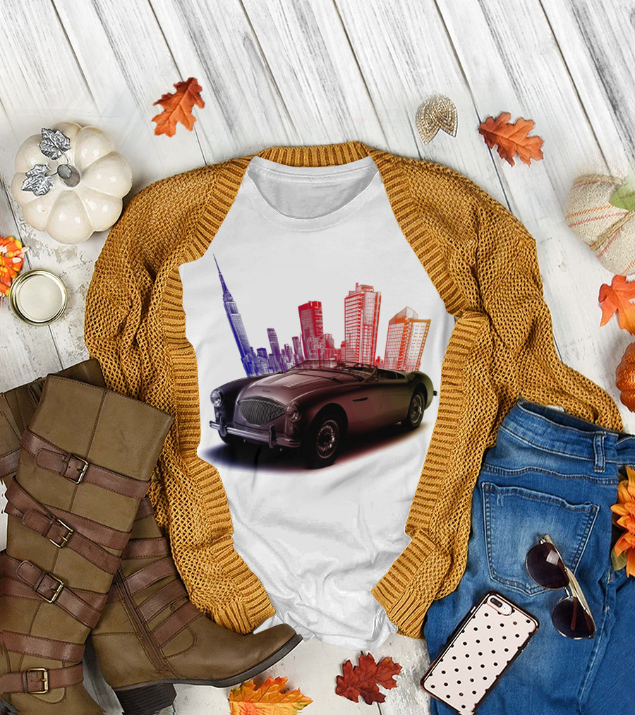 Classic City Car Vintage Skyline Retro Convertible T-Shirt