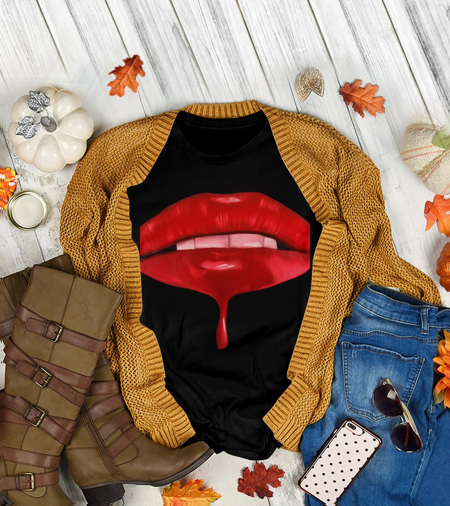 Drippy Lippy Glossy Red Lips with Drip T-Shirt