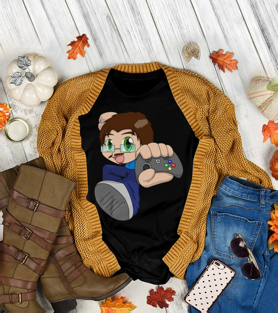 Mini Marcus Gaming Chibi with Xbox Controller T-Shirt