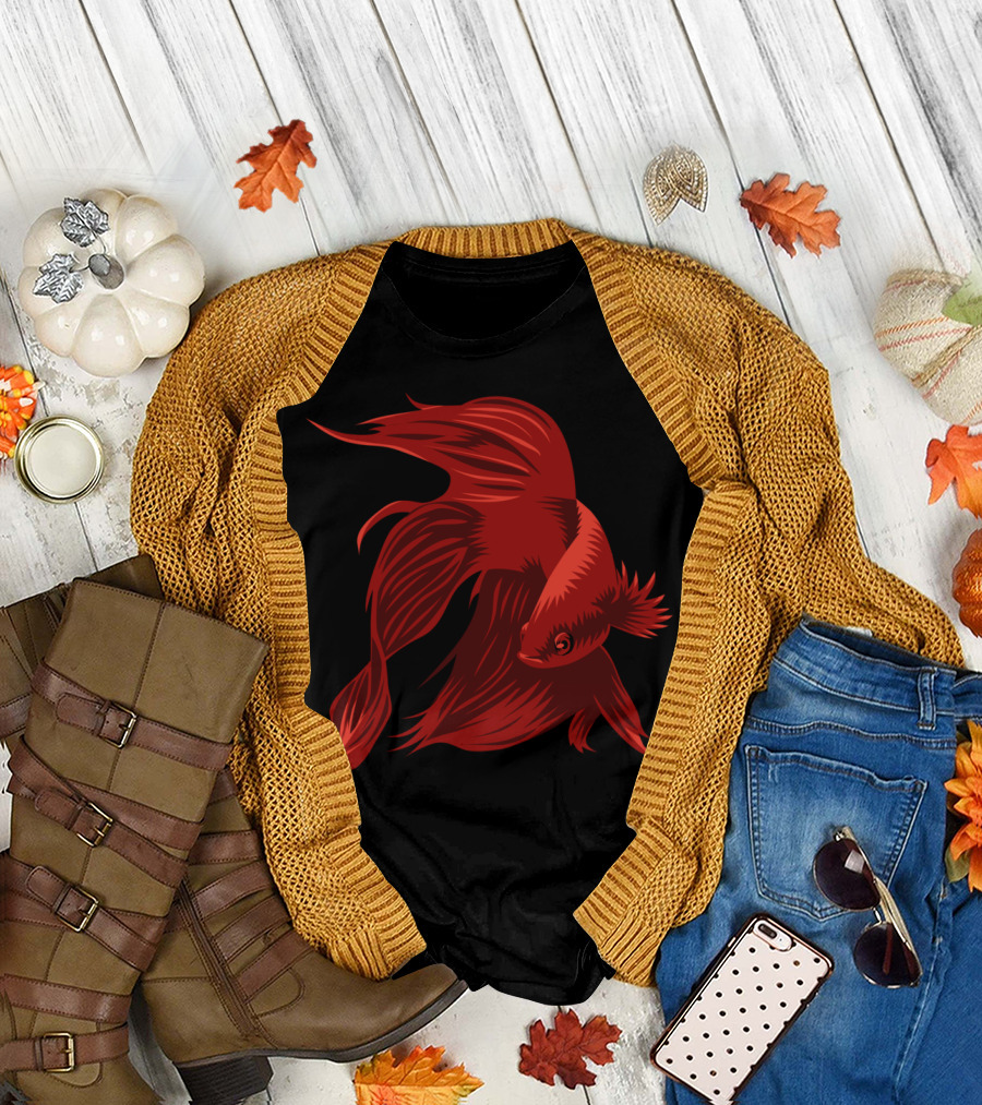 Betta Fish Vibrant Red Elegance T-Shirt