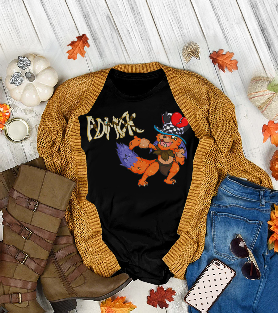 EDIMYSK Gnar Character with Checkered Heart Hat T-Shirt