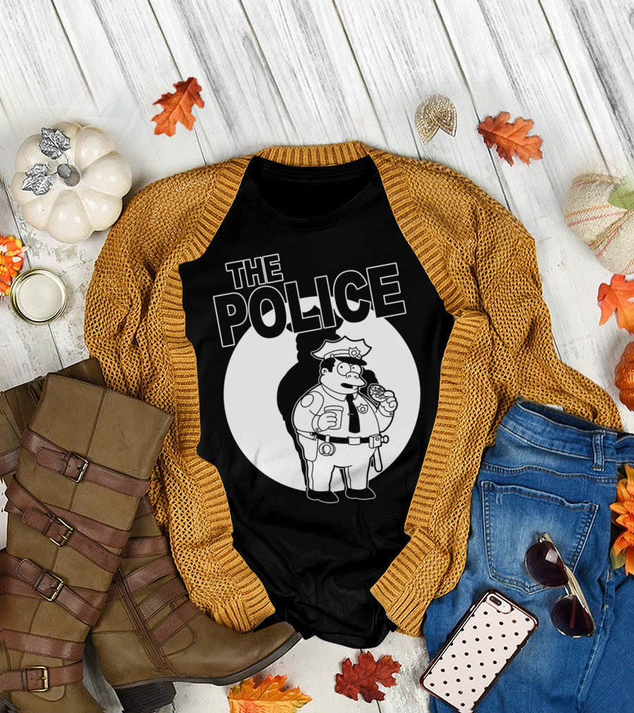 The Police Cartoon Character Eating Donut T-Shirt