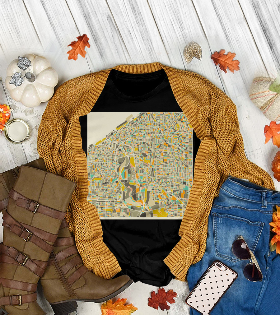 CLEVELAND COLORFUL CITY MAP T-Shirt