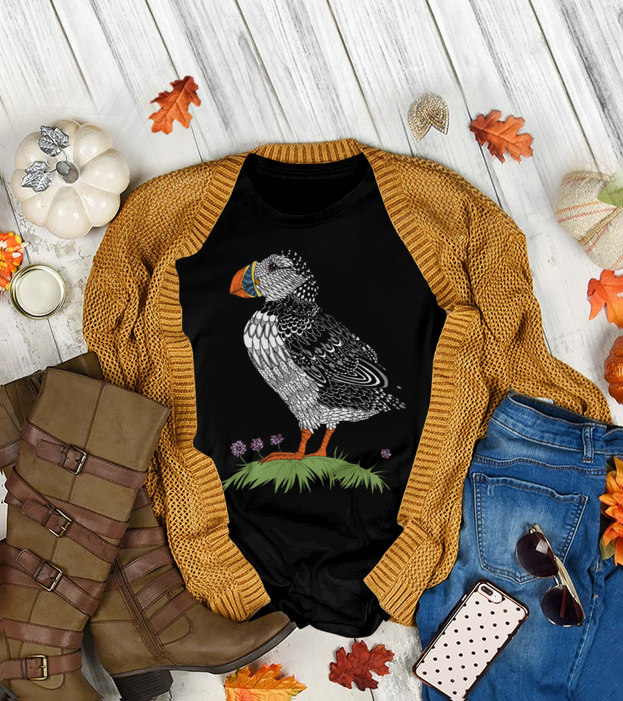 The Puffin in Colour Detailed Wildlife T-Shirt