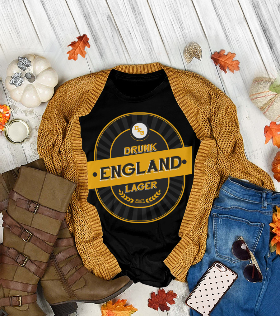 Drunk England Lager Quality Gameplay D2G T-Shirt